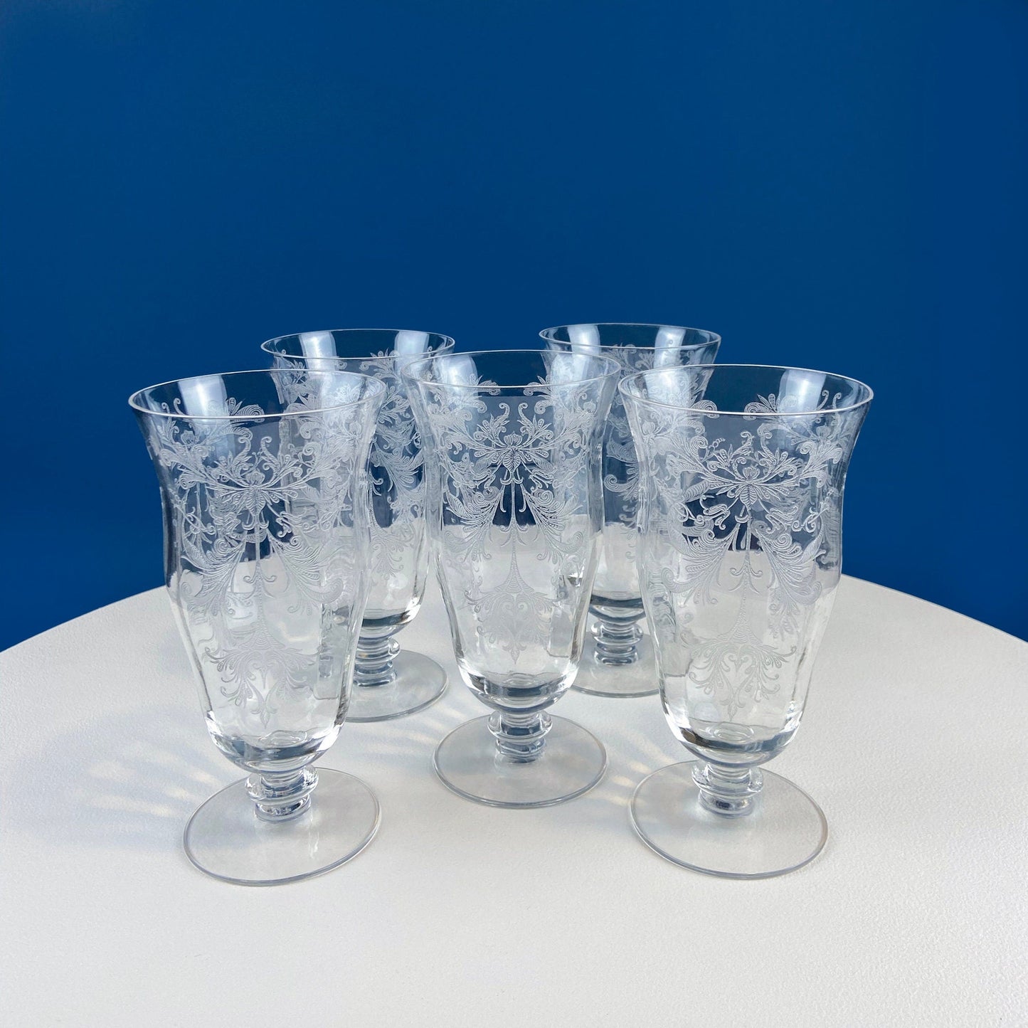 Antique Tiffin Franciscan Water Goblets , Cherokee Rose Pattern , Set of 7. - Tampa Home & Garden Store