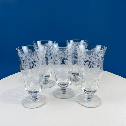 Antique Tiffin Franciscan Water Goblets , Cherokee Rose Pattern , Set of 7. - Tampa Home & Garden Store