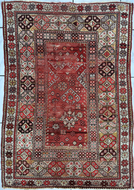 Antique Turkish Wool Distressed Prayer Rug 4’3” x 5’11” - Tampa Home & Garden Store