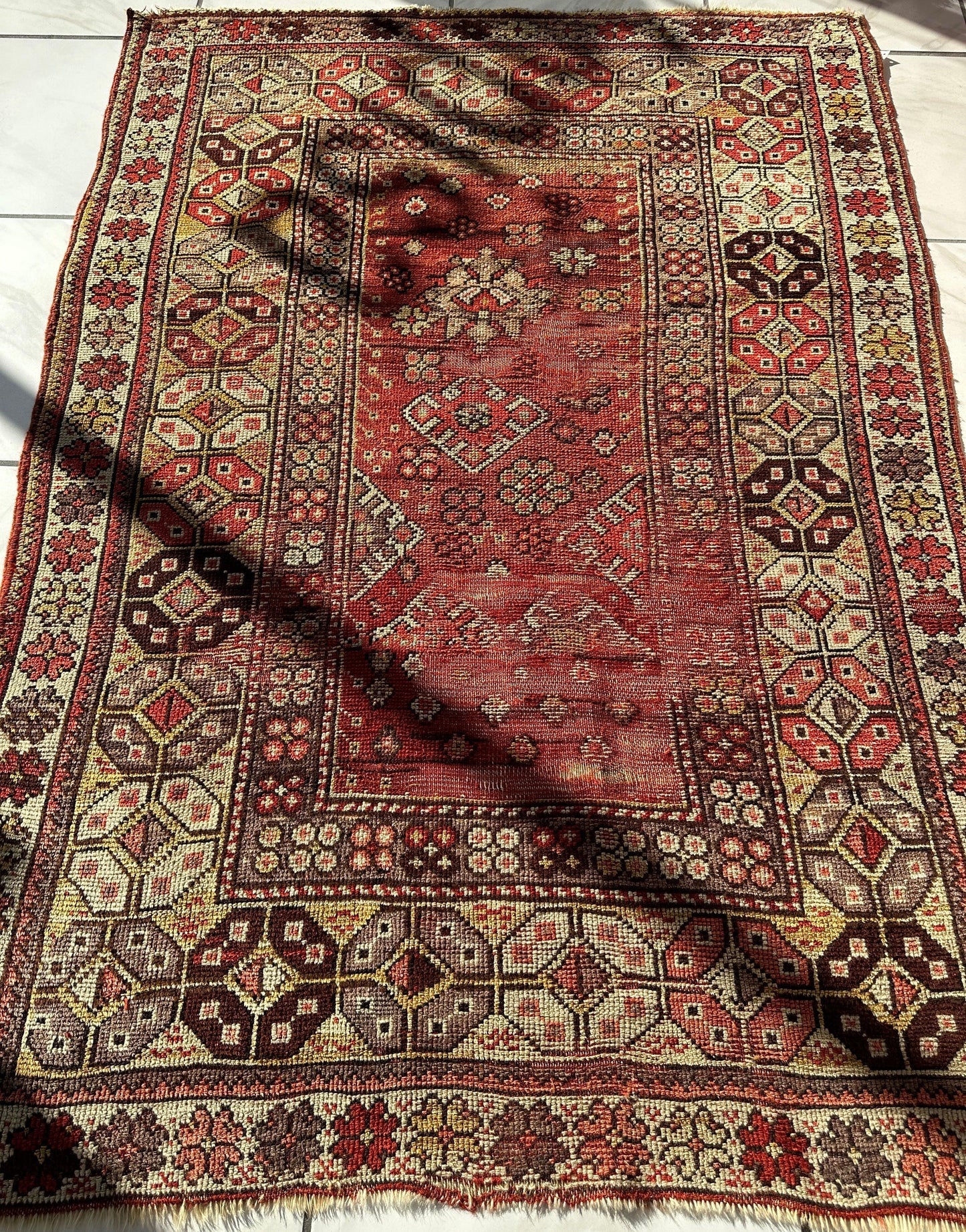 Antique Turkish Wool Distressed Prayer Rug 4’3” x 5’11” - Tampa Home & Garden Store