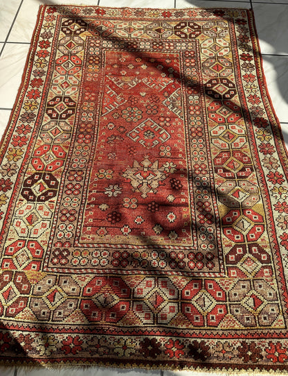 Antique Turkish Wool Distressed Prayer Rug 4’3” x 5’11” - Tampa Home & Garden Store