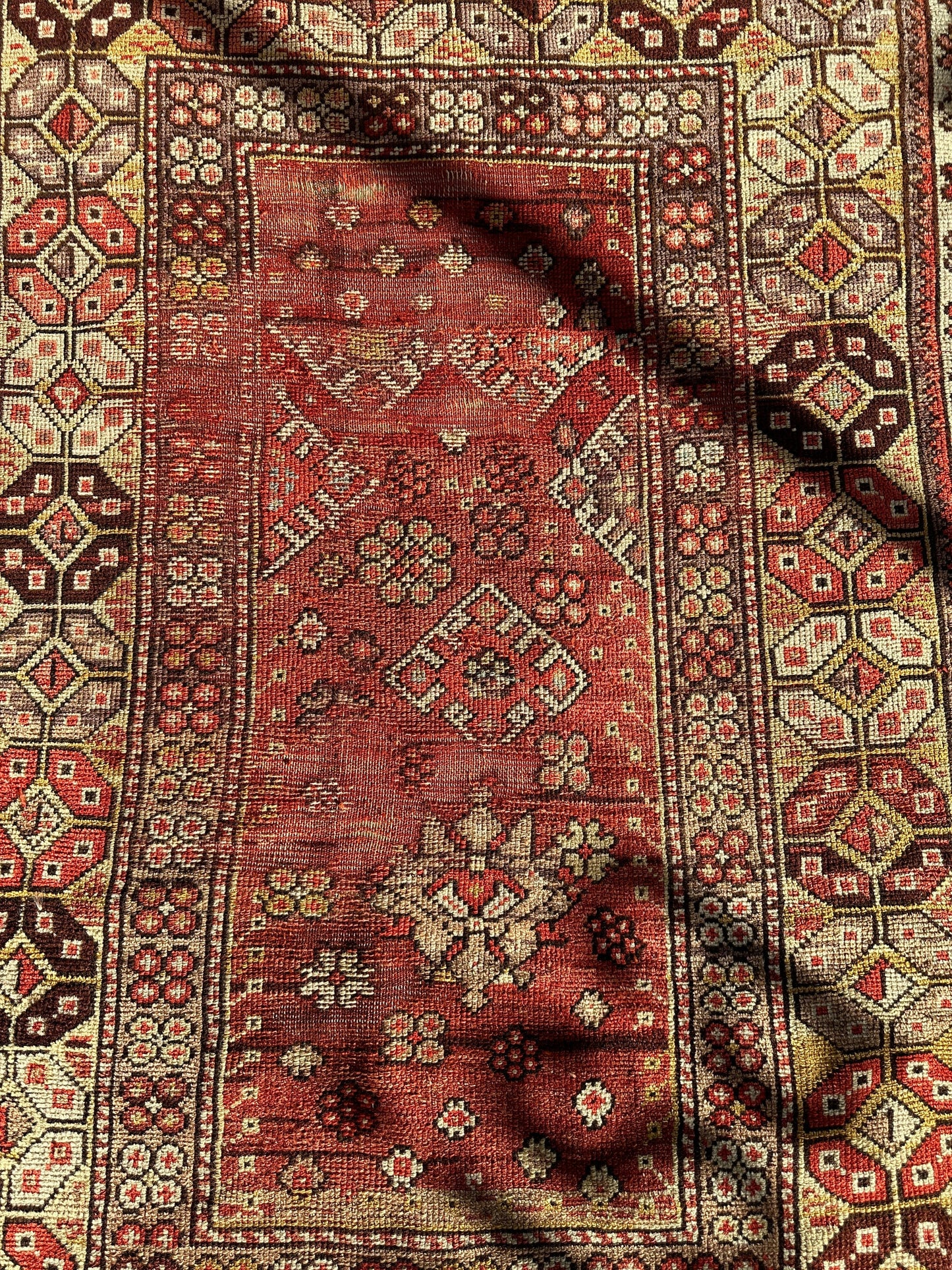 Antique Turkish Wool Distressed Prayer Rug 4’3” x 5’11” - Tampa Home & Garden Store
