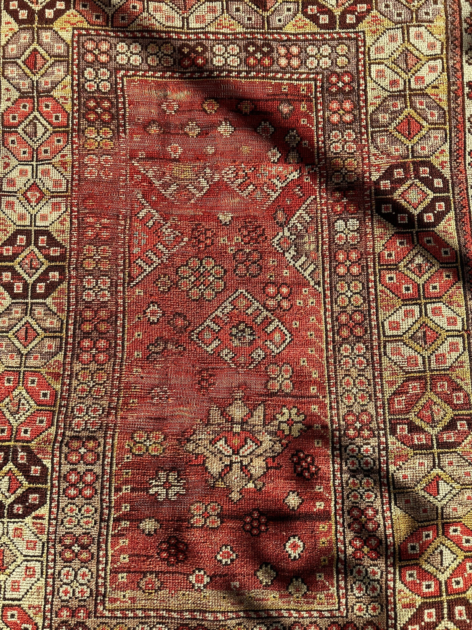 Antique Turkish Wool Distressed Prayer Rug 4’3” x 5’11” - Tampa Home & Garden Store