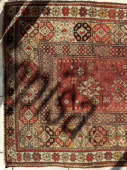 Antique Turkish Wool Distressed Prayer Rug 4’3” x 5’11” - Tampa Home & Garden Store