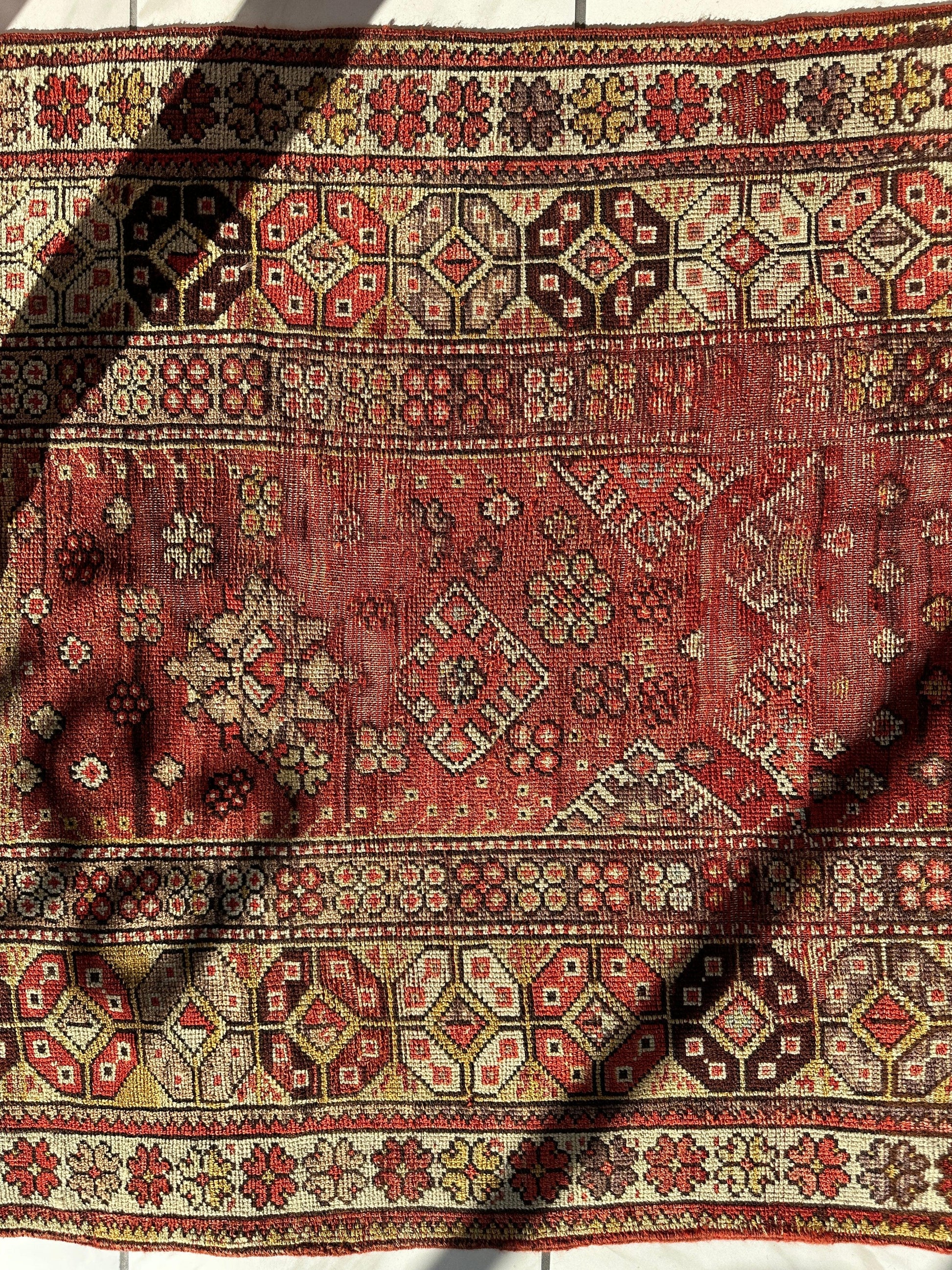 Antique Turkish Wool Distressed Prayer Rug 4’3” x 5’11” - Tampa Home & Garden Store