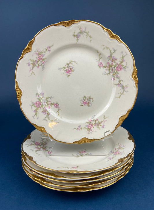 Antique Warwick Salad Plates: Hand-Painted Cottage Rose, Set of 6 - Tampa Home & Garden Store