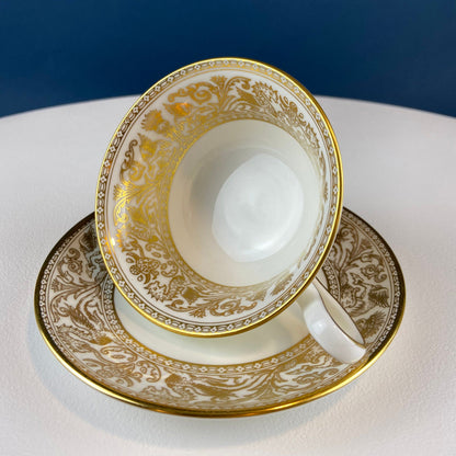 Antique Wedgewood Tea Cup and Saucer: Florentine Gold Dragons - Tampa Home & Garden Store