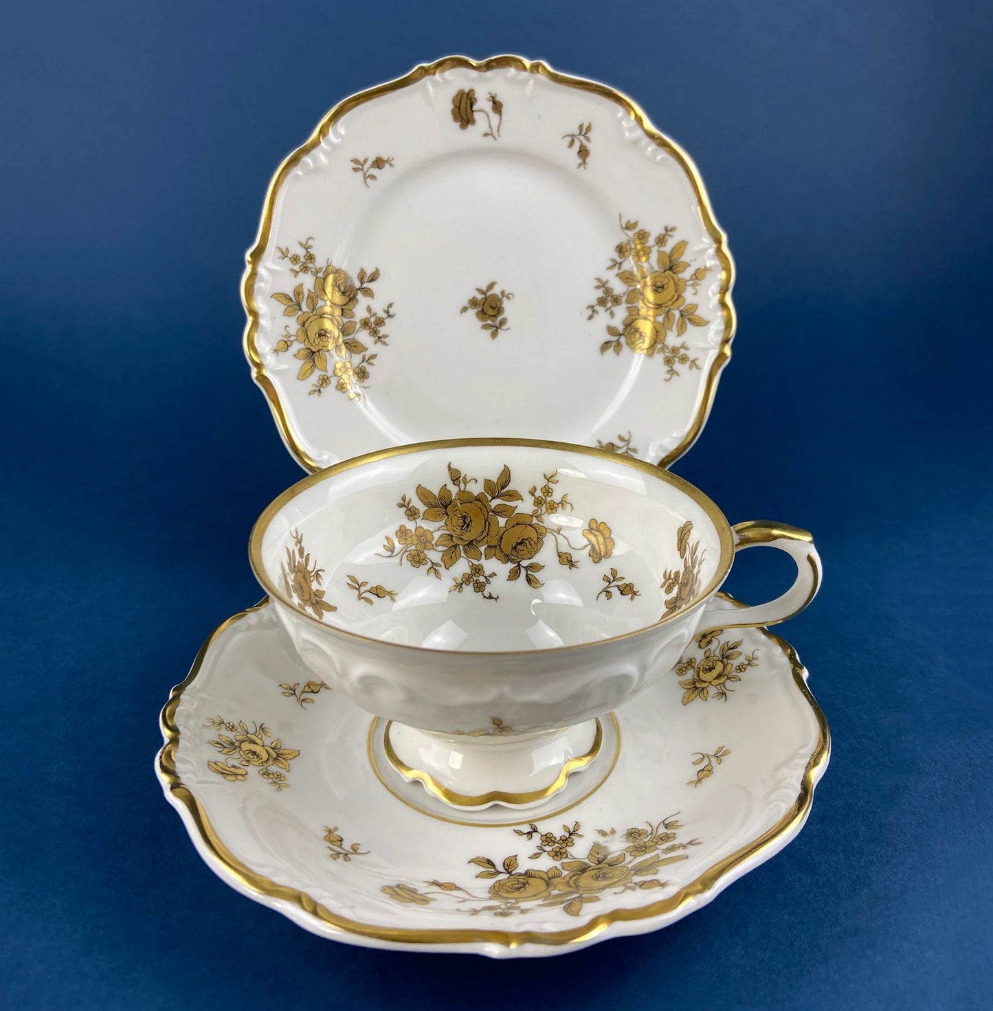 Antique Wedgewood Tea Cup and Saucer: Florentine Gold Dragons - Tampa Home & Garden Store
