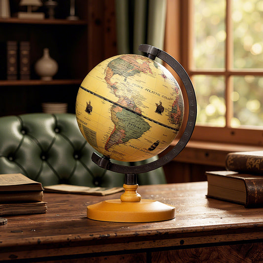 Antique Globe Dia 5.5 Inch Mini Rotating World Globe with Wooden Base-Brozen - Tampa Home & Garden Store
