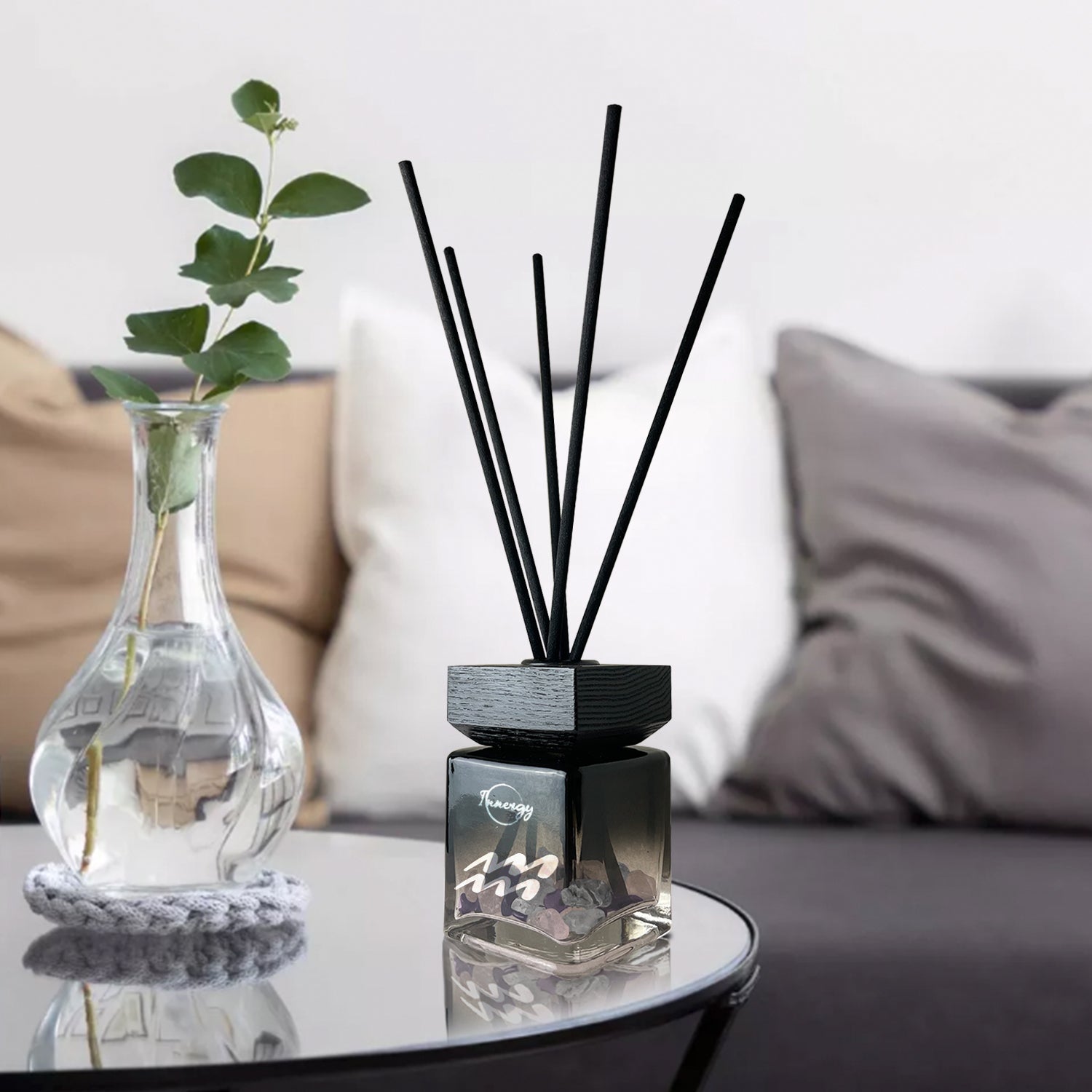 Aquarius Zodiac Crystal-Enhanced Reed Oil Diffuser, Orchid Seascape Scent, 100ml - Tampa Home & Garden Store