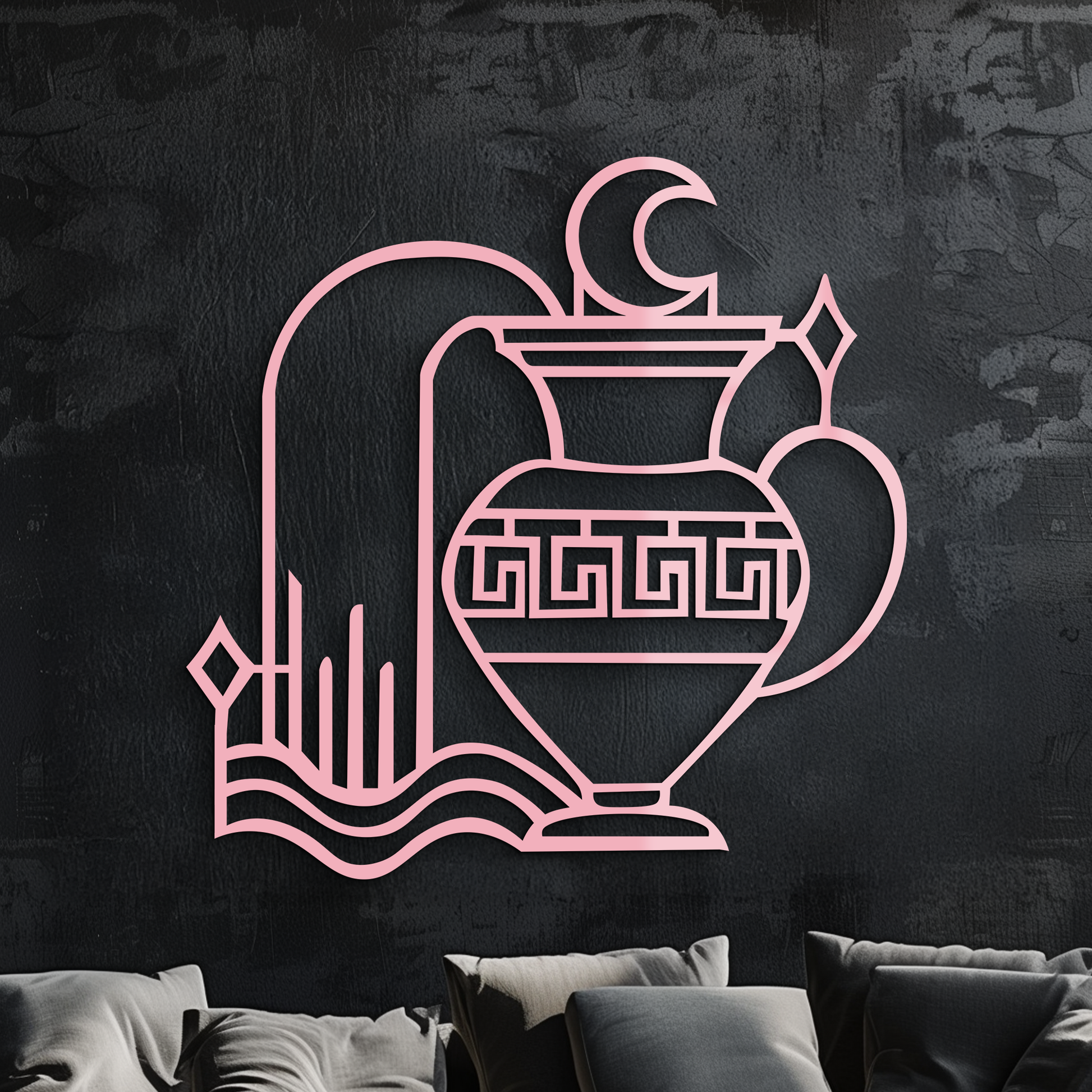 Aquarius Zodiac Metal Wall Art – Geometric Water Bearer Astrology Decor - KAFGP151 - Tampa Home & Garden Store