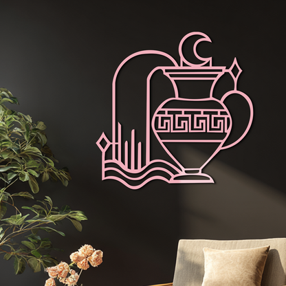 Aquarius Zodiac Metal Wall Art – Geometric Water Bearer Astrology Decor - KAFGP151 - Tampa Home & Garden Store