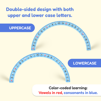 Alphabet Arc educational toy with upper and lower letters; vowels red, consonants blue on Tampa Home & Garden Store