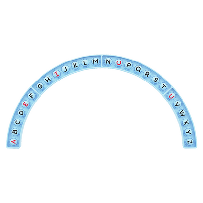 Alphabet Arc educational toy blue curved arch of uppercase letter tiles by The Fidget Games on Tampa Home & Garden Store