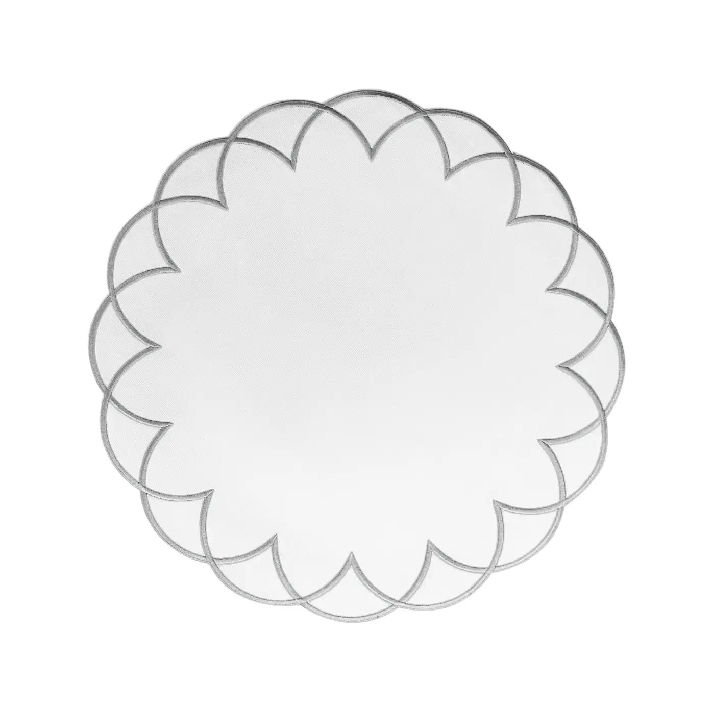 Arc Impermeable Placemat with Embroidered Border, placemat with scalloped edge by Talah Home on Tampa Home & Garden Store