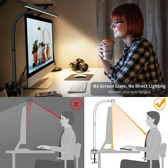 Architect Desk Lamp with Adjustable Arm and 31.5-Inch LED Light Bar – Glare-Reducing Modern Clamp Design for Optimal Workspace Lighting