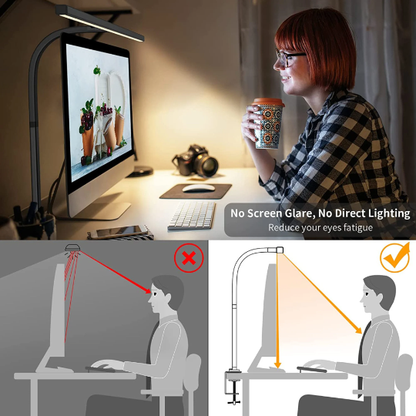 Architect Desk Lamp with Adjustable Arm and 31.5-Inch LED Light Bar – Glare-Reducing Modern Clamp Design for Optimal Workspace Lighting