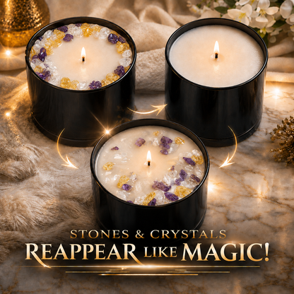Arctic Winds Crystal Candle with Citrine, Amethyst, and Crystal Quartz | Coconut-Soy Wax Candle, 9oz