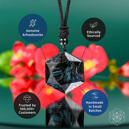 Arfvedsonite Healing Pendant Necklace by Conscious Items, Arfvedsonite on black cord on Tampa Home & Garden Store
