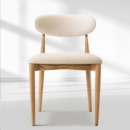 Vegan Leather Dining Chair with Oak Frame & Steel Legs 30.5" H