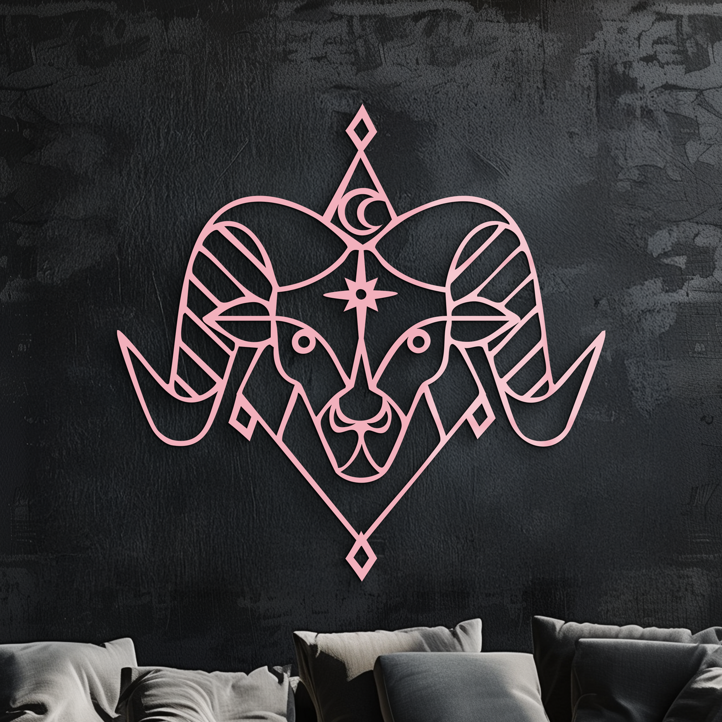 Aries Zodiac Sign Metal Wall Art – Geometric Ram Head Astrology Decor - KAFGP150 - Tampa Home & Garden Store