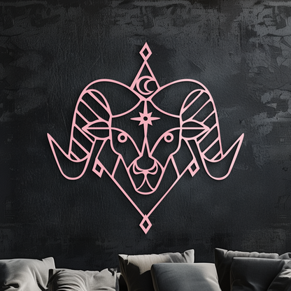 Aries Zodiac Sign Metal Wall Art – Geometric Ram Head Astrology Decor - KAFGP150 - Tampa Home & Garden Store