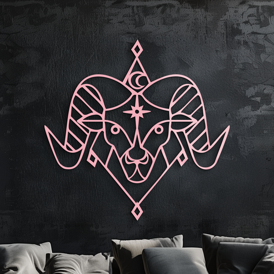 Aries Zodiac Sign Metal Wall Art – Geometric Ram Head Astrology Decor - KAFGP150 - Tampa Home & Garden Store