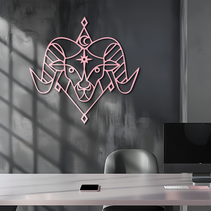 Aries Zodiac Sign Metal Wall Art – Geometric Ram Head Astrology Decor - KAFGP150 - Tampa Home & Garden Store