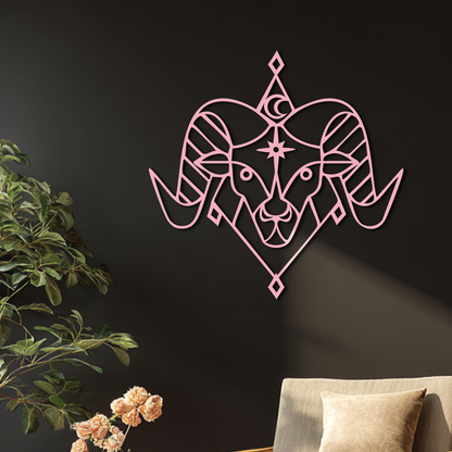 Aries Zodiac Sign Metal Wall Art – Geometric Ram Head Astrology Decor - KAFGP150 - Tampa Home & Garden Store