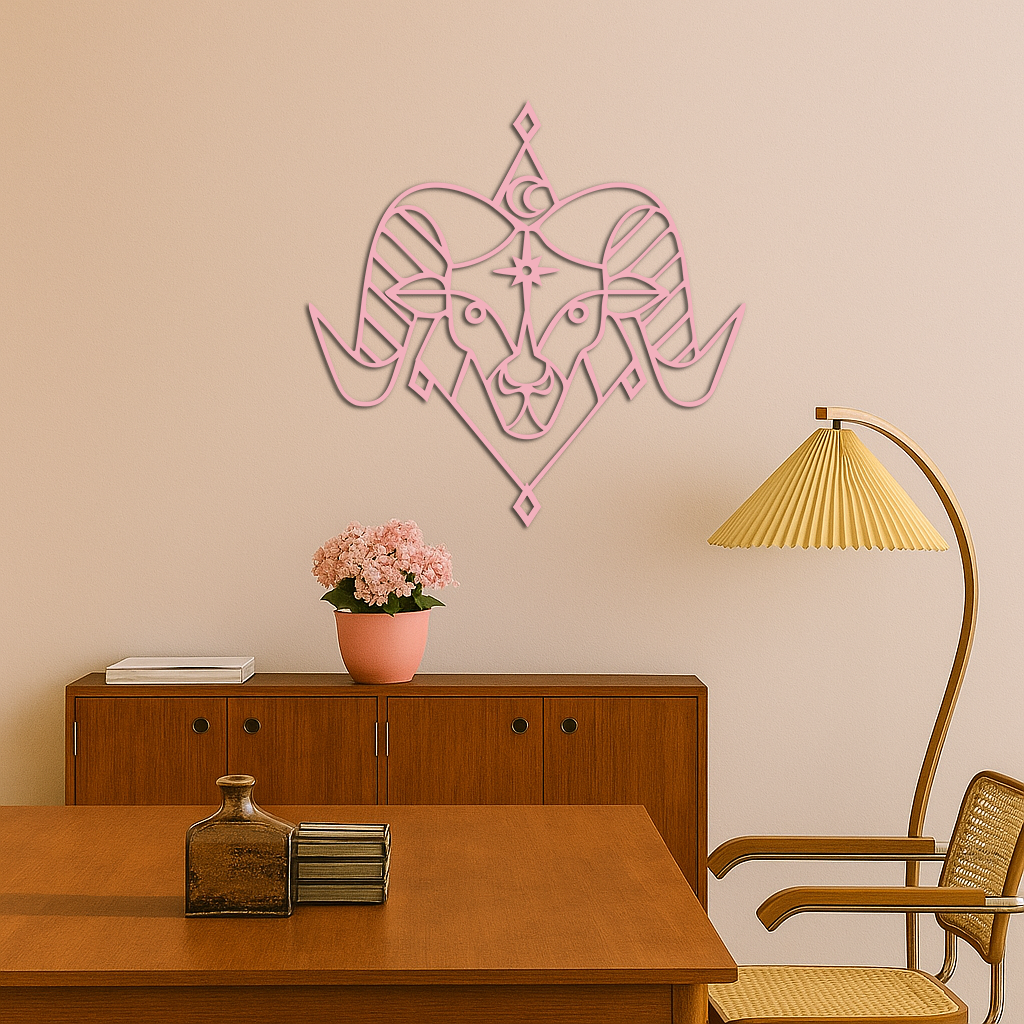 Aries Zodiac Sign Metal Wall Art – Geometric Ram Head Astrology Decor - KAFGP150 - Tampa Home & Garden Store