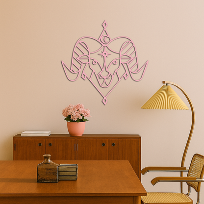 Aries Zodiac Sign Metal Wall Art – Geometric Ram Head Astrology Decor - KAFGP150 - Tampa Home & Garden Store