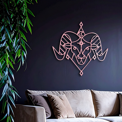 Aries Zodiac Sign Metal Wall Art – Geometric Ram Head Astrology Decor - KAFGP150 - Tampa Home & Garden Store