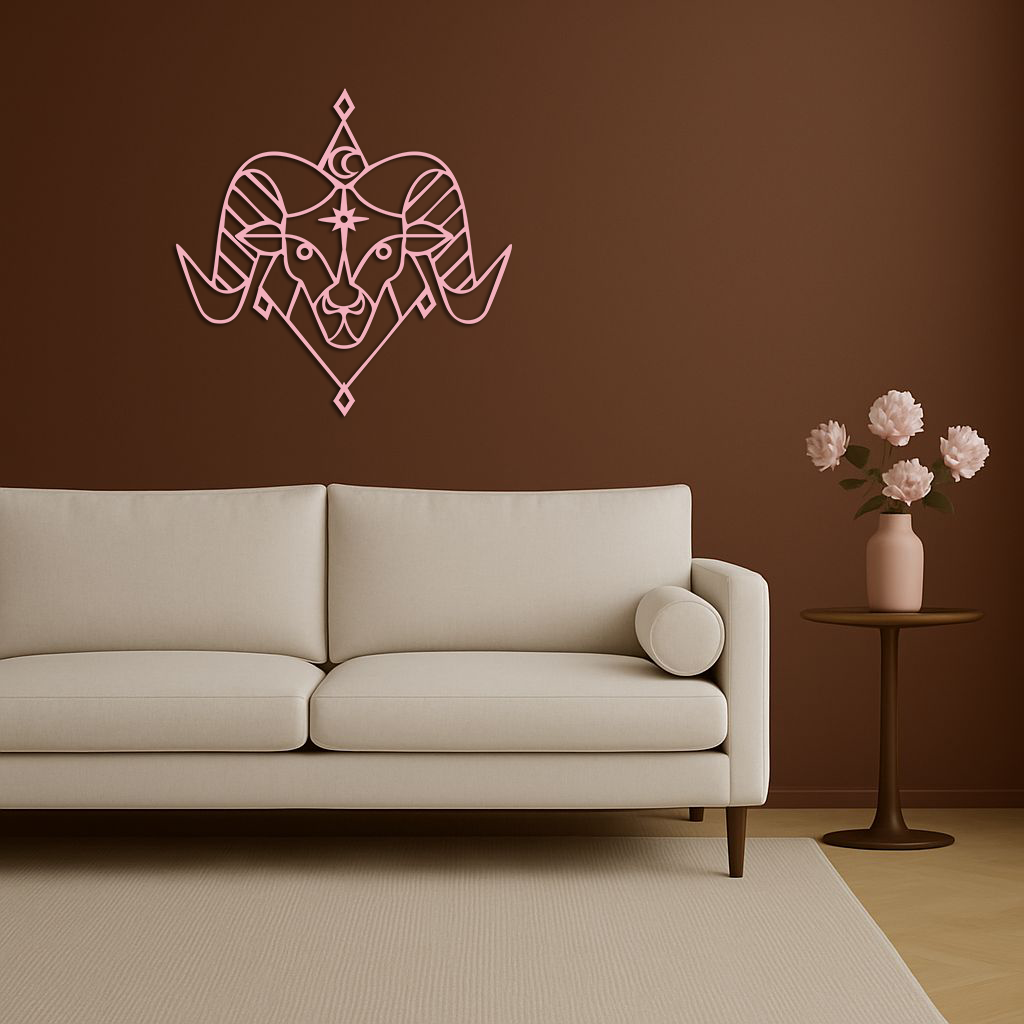 Aries Zodiac Sign Metal Wall Art – Geometric Ram Head Astrology Decor - KAFGP150 - Tampa Home & Garden Store