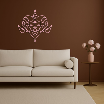 Aries Zodiac Sign Metal Wall Art – Geometric Ram Head Astrology Decor - KAFGP150 - Tampa Home & Garden Store