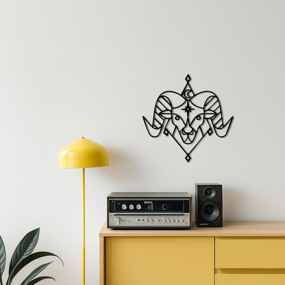 Aries Zodiac Sign Metal Wall Art – Geometric Ram Head Astrology Decor - KAFGP150 - Tampa Home & Garden Store