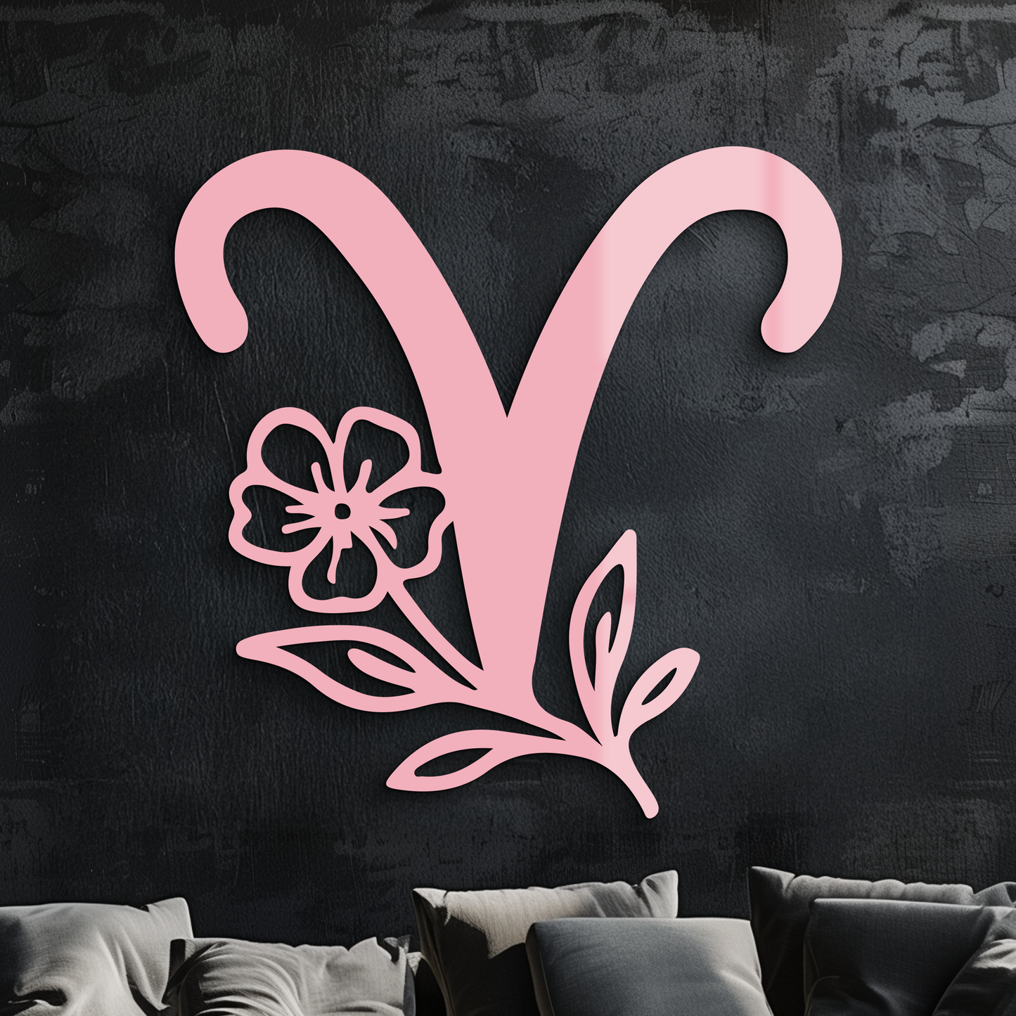 Aries Zodiac Symbol Metal Wall Art – Floral Astrology Home Decor - KAFGP076 - Tampa Home & Garden Store