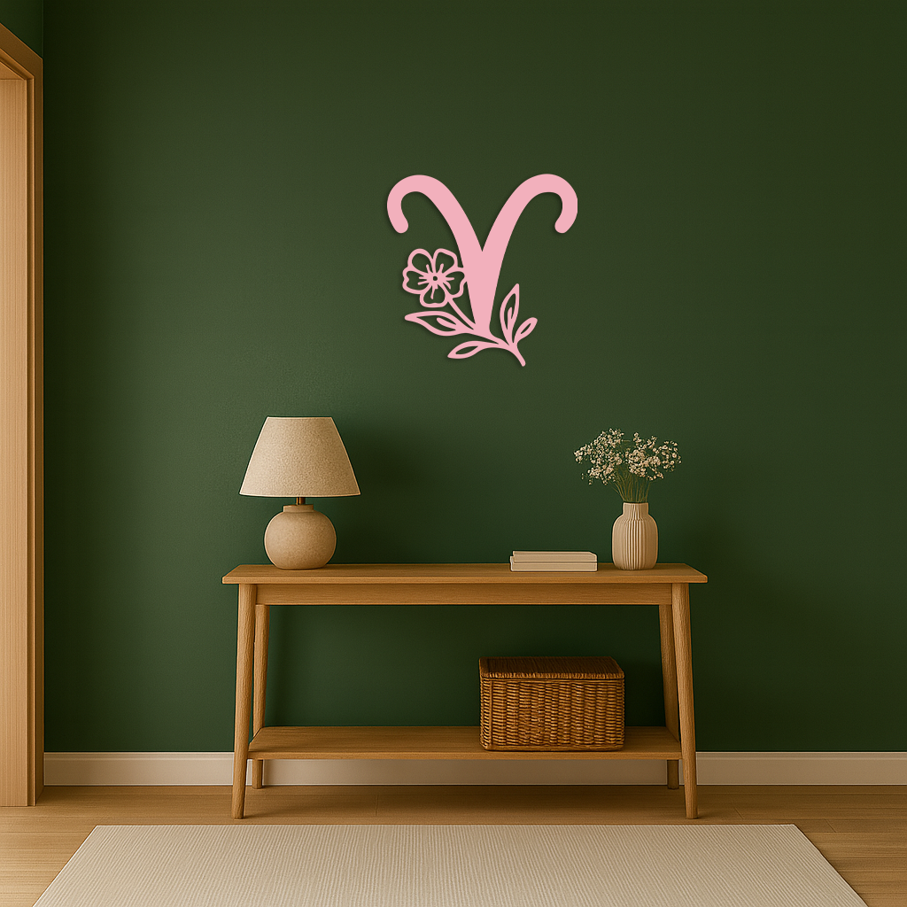 Aries Zodiac Symbol Metal Wall Art – Floral Astrology Home Decor - KAFGP076 - Tampa Home & Garden Store