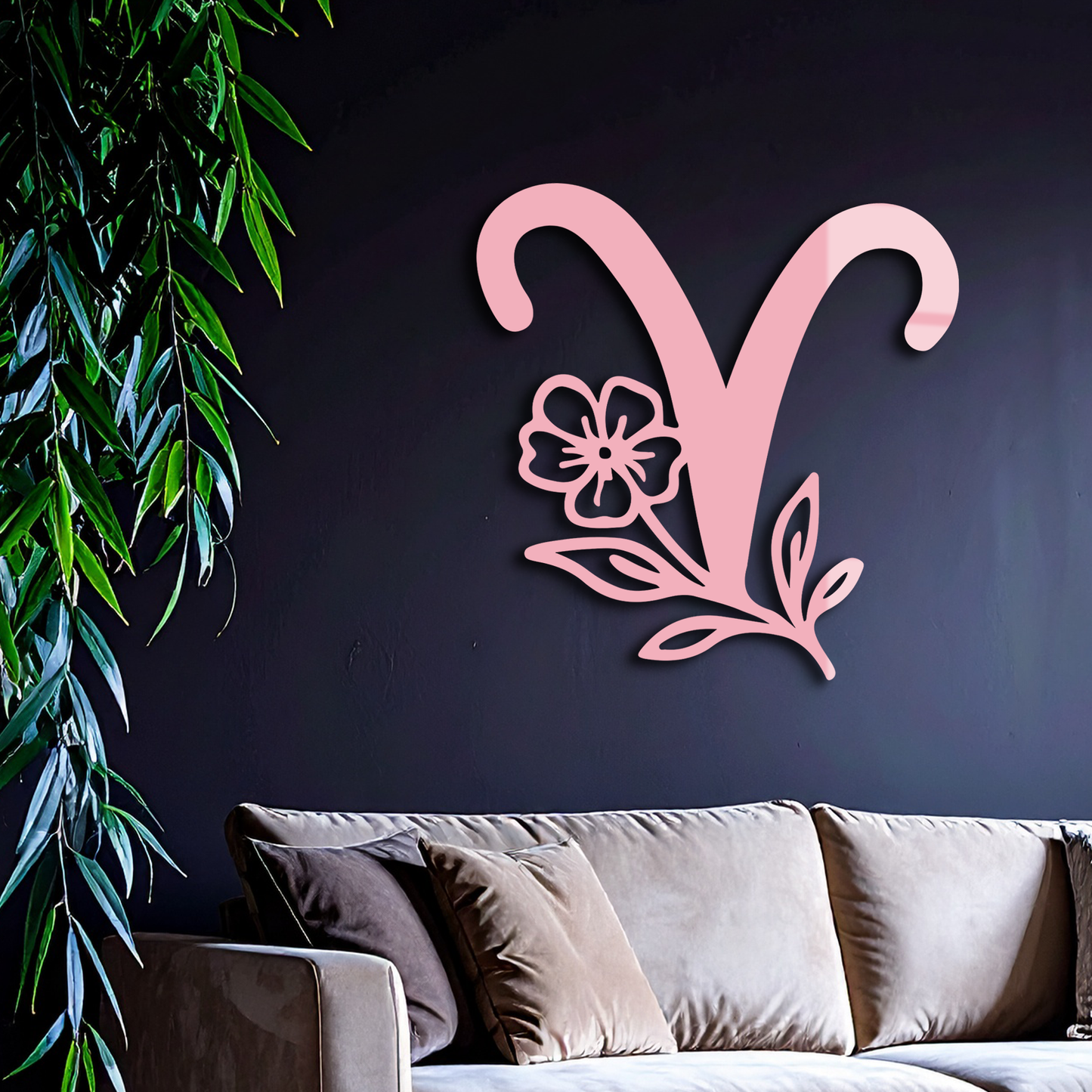 Aries Zodiac Symbol Metal Wall Art – Floral Astrology Home Decor - KAFGP076 - Tampa Home & Garden Store