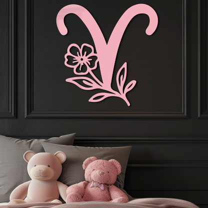 Aries Zodiac Symbol Metal Wall Art – Floral Astrology Home Decor - KAFGP076 - Tampa Home & Garden Store
