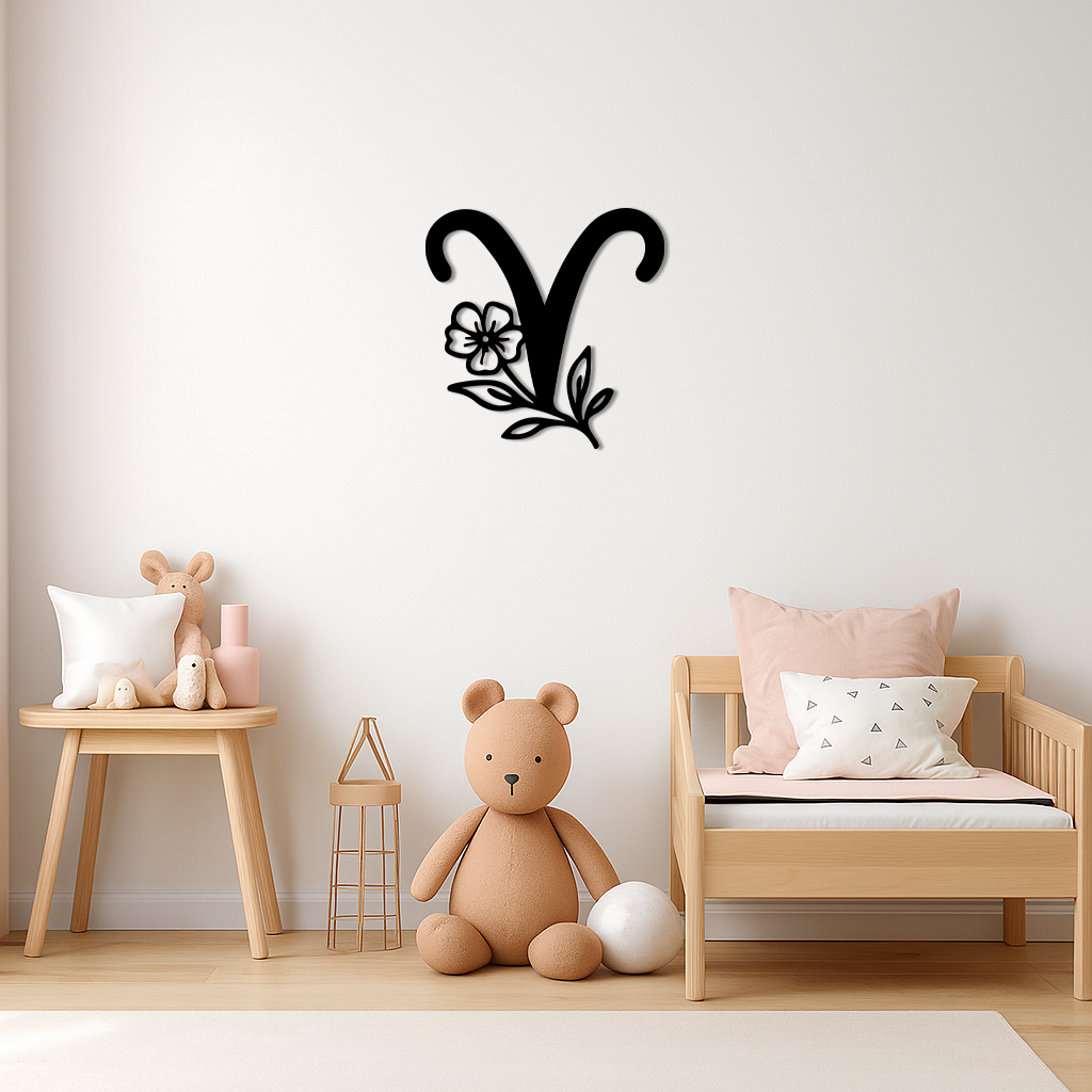 Aries Zodiac Symbol Metal Wall Art – Floral Astrology Home Decor - KAFGP076 - Tampa Home & Garden Store