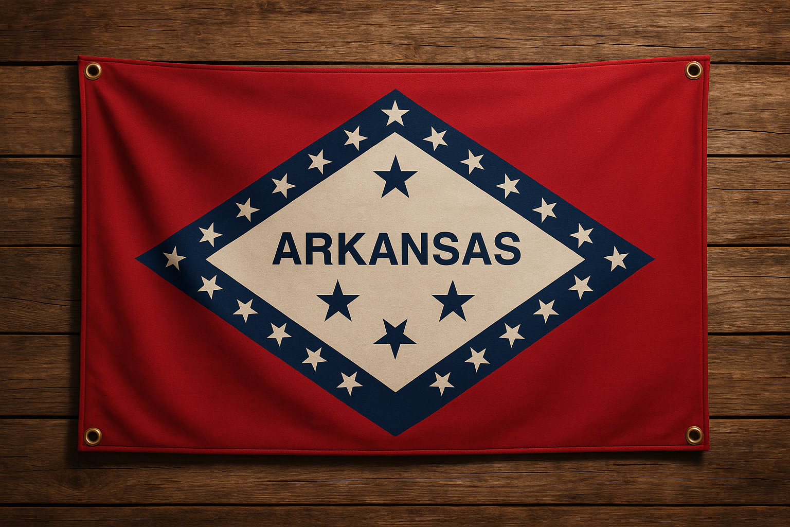 Arkansas Flag with Grommets Along the Edges for Wall Hanging - Tampa Home & Garden Store