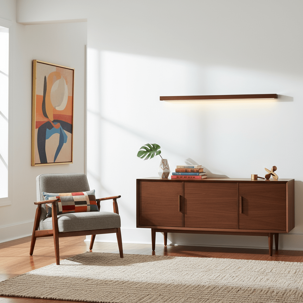 Pinea linear pine wood wall light with frosted diffuser, dimmable warm LED on Tampa Home & Garden Store