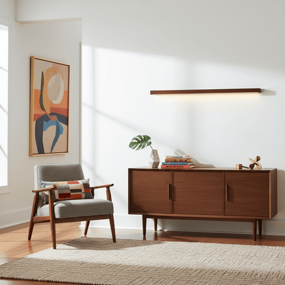 Pinea linear pine wood wall light with frosted diffuser, dimmable warm LED on Tampa Home & Garden Store