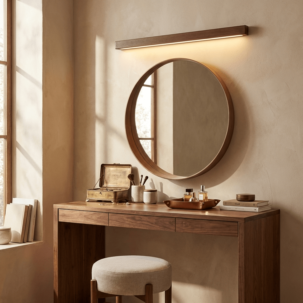 Pinea linear pine wood wall light with frosted diffuser, dimmable warm LED Moktan Sabai on Tampa Home & Garden Store