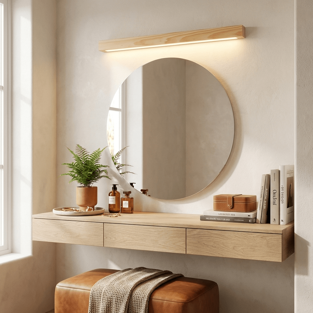 Pinea linear pine wood wall light with frosted diffuser, dimmable warm LED by Moktan Sabai on Tampa Home & Garden Store