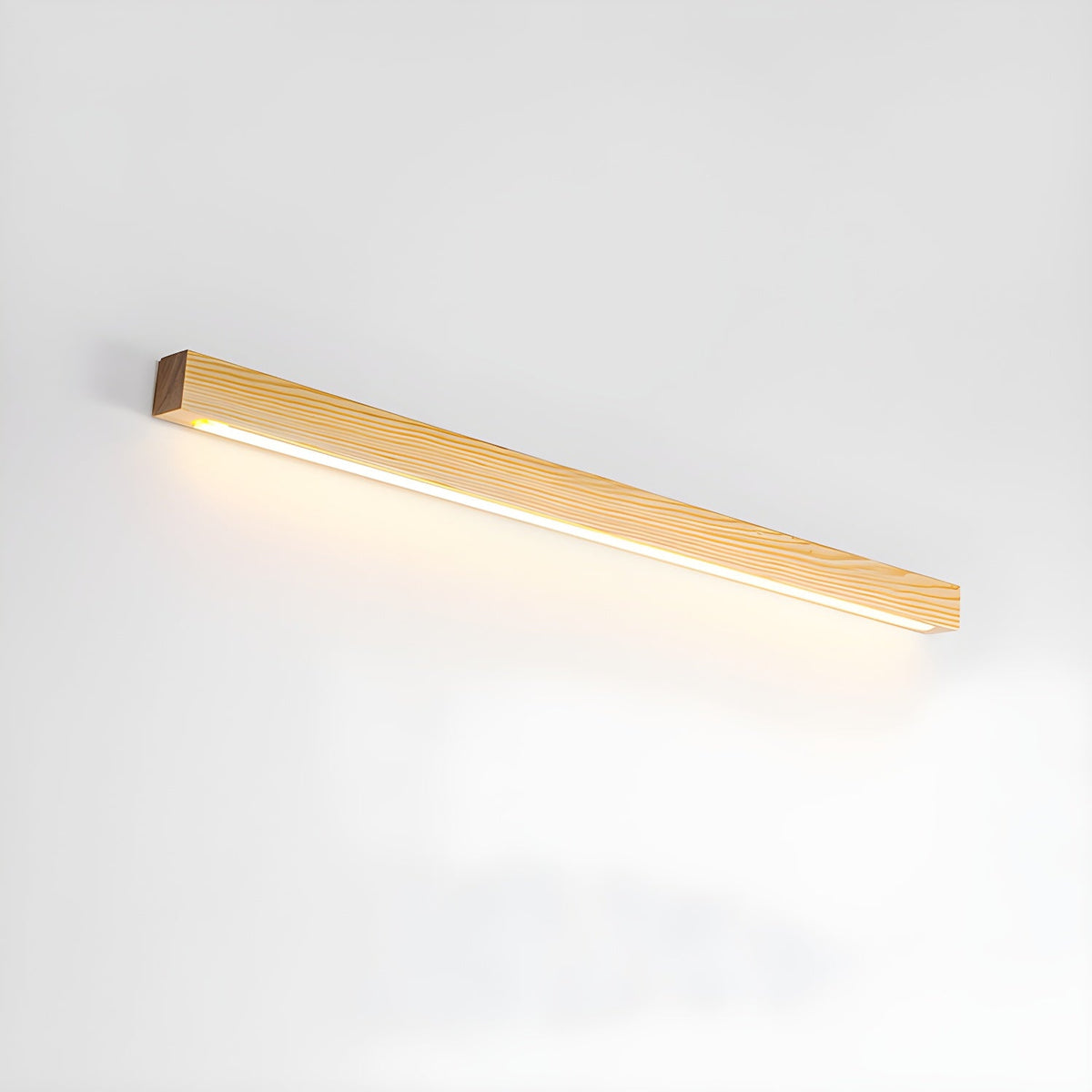 Pinea linear pine wood wall light with frosted diffuser mounted on wall, warm dimmable LED on Tampa Home & Garden Store