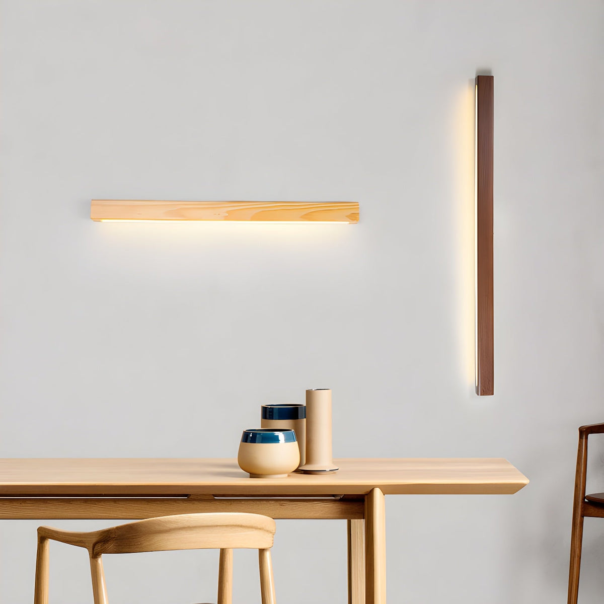 Pinea wall light pair with frosted diffuser bar and vertical LED strip, dimmable warm light on Tampa Home & Garden Store