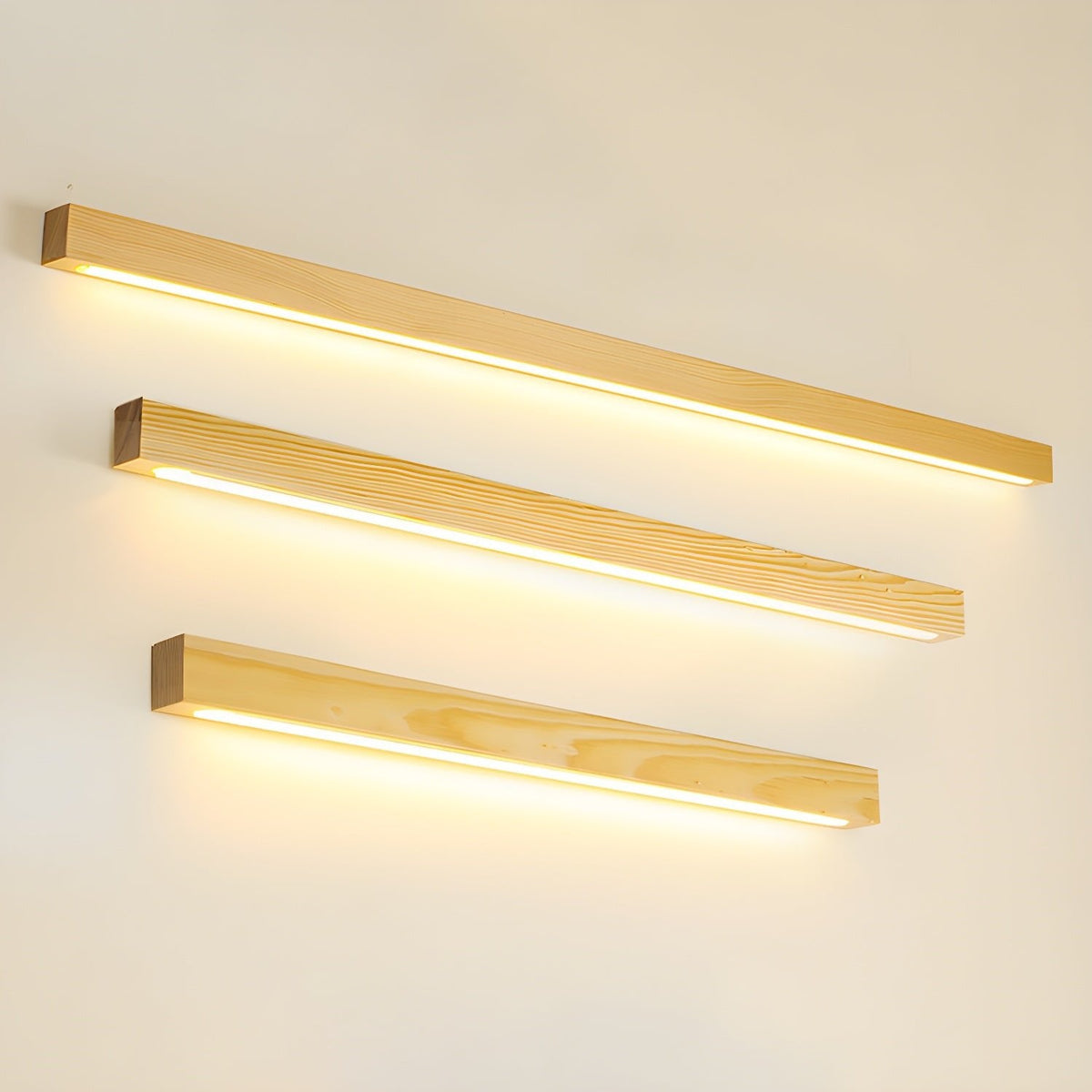 Pinea pine wood wall light with frosted diffuser, four warm LED fixtures Moktan Sabai on Tampa Home & Garden Store