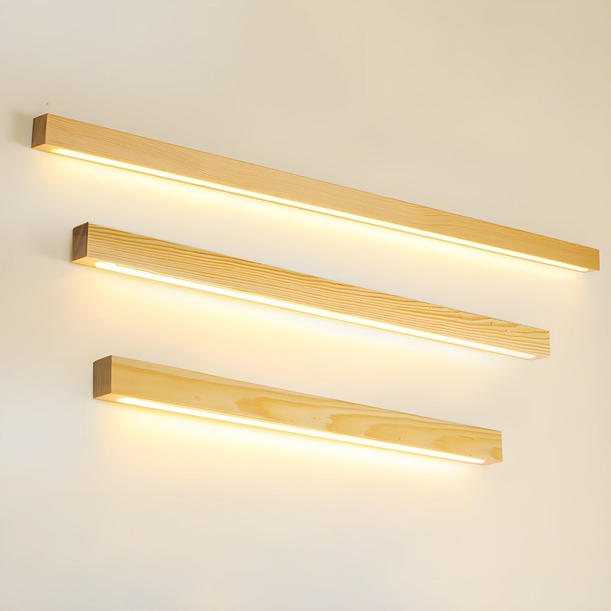 Pinea linear pine wood wall light with frosted diffuser, dimmable warm LED Moktan Sabai on Tampa Home & Garden Store
