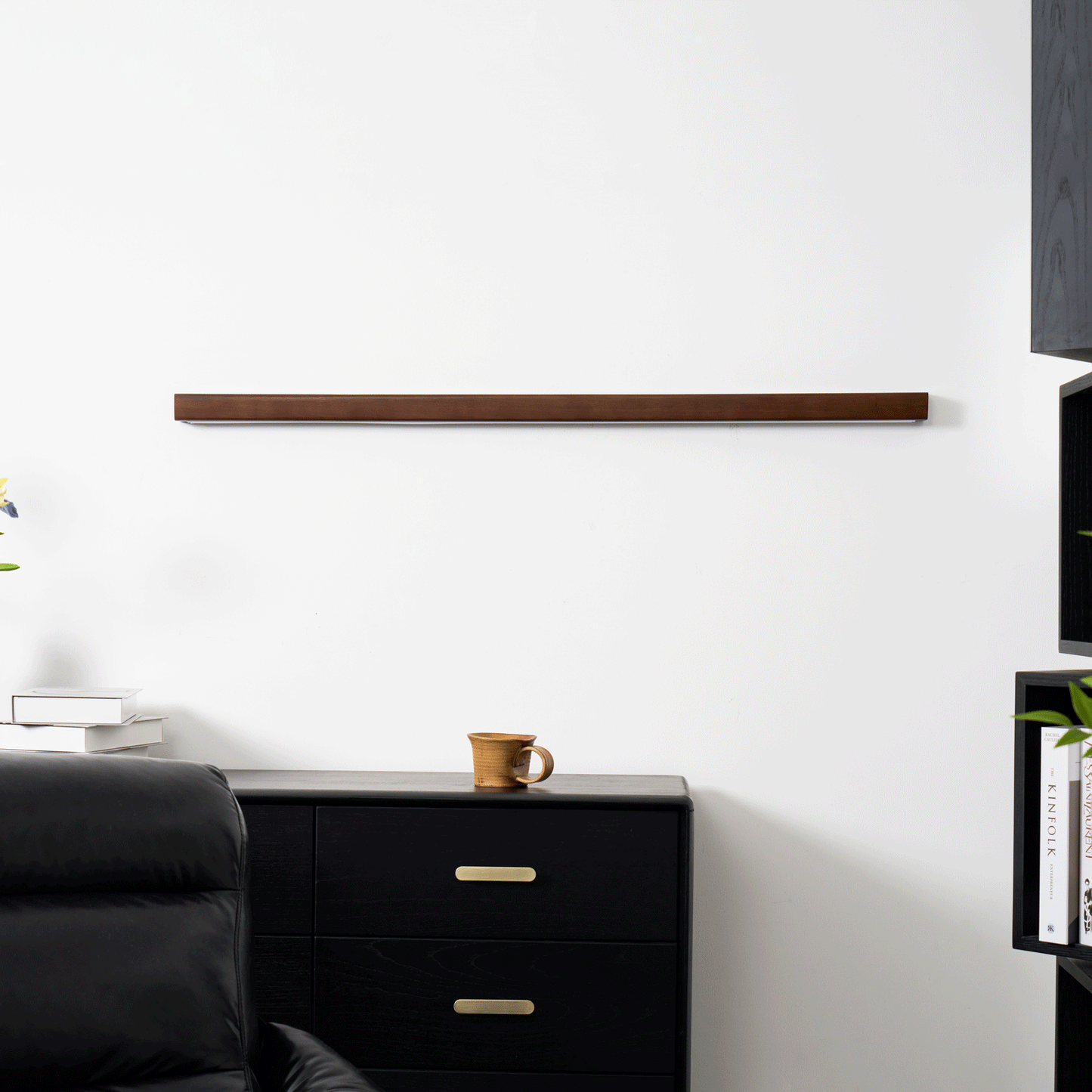 Pinea linear pine wood wall light with frosted diffuser, dimmable warm LED Moktan Sabai on Tampa Home & Garden Store